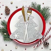 Weihnachten Besteckhalter 12-tlg - Filz Tannenbaum Design Für Festtafel