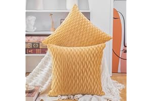Madizz Lot de 2 Doux Velours Décoratif Housses de Coussin Luxe Style pour canapé Chambre Or 45x45 cm