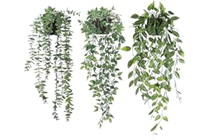 Lacusmall Lot de 3 Fleurs artificielles en Pot - Plantes artificielles en Plastique - pour l'intérieur et l'extérieur, Fleurs artificielles Set de Fleurs en Pot décoratives Fausse Plante