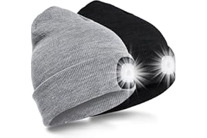 SPGOOD LED Beanie Beleuchtete Mütze mit Licht Laufmütze Herren Damen Kappe Lampe USB Nachladbare Mütze Winter Warm Stirnlampe mit LED Licht für Jogger,Camping,Laufen
