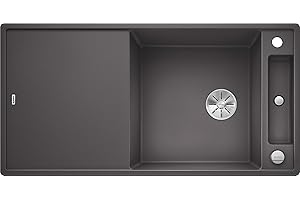 BLANCO AXIA III XL 6 S | Granitspüle aus SILGRANIT felsgrau | Einbauart: Einbau von Oben | reversibel | mit Glasschneidbrett | für 60 cm breite Unterschränke | Verschiebbares Schneidbrett