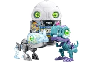 YCOO 88112 Biopod Cyberpunk Duo by Silverlit, 2 Roboter Dinosaurier in einem Überraschungsei zum Bauen, Licht- und Soundeffekte, 6 Verschiedene Biopods zum Sammeln, 9 cm, Ab 5 Jahre