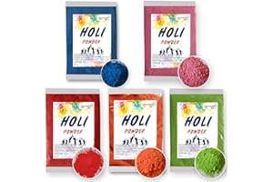 INDIAN STORE 24 Holi Gulal Pulver wasserlöslich Natural festival Fotoshooting Rangoli Colors Regenbogen powder holy farbbeutel glitzer Farbpulver fotos (mix 5)