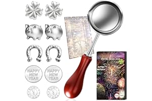 KENVORA Zinngießen Set Silvester Spiele 2026 - 10 Zinn Giessen und 1 Löffel, Silvester Glücksbringer Geschenke für Partyspiele Deko, Neujahrsglücksbringer Neujahrsgeschenke Gesunde Alternative zum Bleigießen