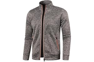 OBIQUZZ Veste de Sport de Survêtement pour Homme en Tricot - Sans Capuche avec Fermeture Éclair, Col Montant, Softshell de Course Légère et Poches