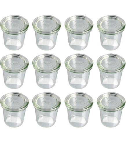 12 X 200 Ml Weckgläser Sturzform Mit Deckel – Ideal Zum Einmachen, Als Dessertglas Oder Deko