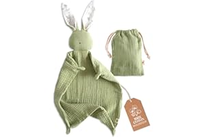 Mikito - Doudou 30x30 cm en Coton Bio - Lange pour Nouveau-Né - Parfait pour Envelopper Votre Bébé - Cadeau Original (Vert Olive)