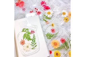 Signets de Fleurs Séchées Transparentes, Kaluofan 40pcs Signets Transparents Pour fleurs Séchées,Signets Autocollants Verrerie Bookmark,Autocollant Herbier,Fleur Séchée Bookmarks Craft Marque-pages