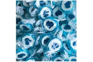 ‎KYWIË Herzbonbons zu Hochzeit Taufe Kommunion 500g Großpackung - handgewickelte Rocks-Bonbons mit Herz - Tischdeko, Nascherei, Gastgeschenke zur Hochzeit, Deko, Süßigkeiten - in Blau