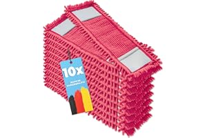 10 x golvmopp ersättningsskydd – chenille torköverdrag röd – mopp chenille av mikrofiber för känsliga golv – mikrofibermopp f