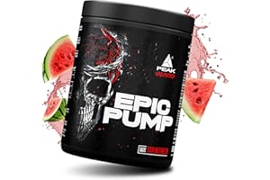 ‎PEAK PEAK Epic Pump - 500g Geschmack Sour Watermelon I 20 Portionen I Pre Workout Booster I ohne Stimulanzien I L-Citrullin Malat I L-Arginin AKG/Nitrat I Taurin I vegan