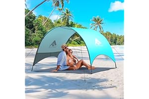 FLYCOOP Strandmuschel Strandzelt Sonnenschutz UV50+ | Kompakt (43×10 cm), windstabil mit Sandankern, 360° Belüftung, leicht tragbares Zelt für Strand, Nordsee, Ostsee, Camping & Picknick (2–4 Personen)