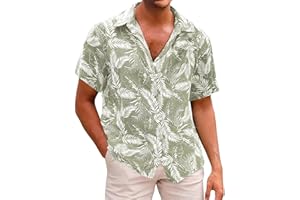Svanco Hawajska koszula męska z krótkim rękawem Tropikalna plaża koszule bawełniane koszule na co dzień Aloha letnie koszule zapinane na guziki koszula w kwiaty dla mężczyzn hawajska koszula M-XXL
