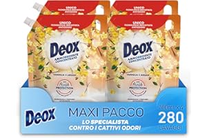 Deox Ammorbidente Concentrato, 280 Lavaggi, Vaniglia e Argan, Ecoformato, 4 x 1400 ml
