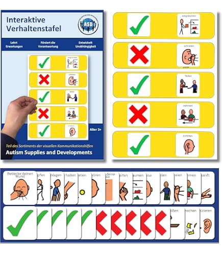 Belohnungstafel Für Kinder Mit Autismus/ADHS – 17 Verhaltenskarten, A4, Wasserfest | Visuelle Unterstützung Für Positives Verhalten