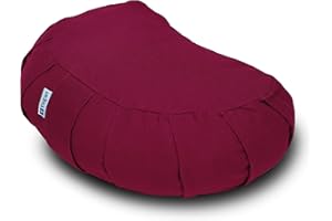 Yogan Crescent Yoga Cushion/Meditation Cushion | Natural Buckwheat Hulls Filling | Outer Cover (Could be Removed and Washed) - Made of 100% Organic Cotton
