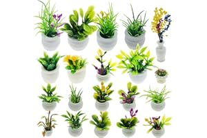 Cayway Miniaturowe akcesoria do ogrodu, 20 sztuk, miniaturowe bonsai, mini roślina doniczkowa, model kwiatowy, domek dla lalek, doniczka, miniaturowa sztuczna roślina do domku dla lalek, dekoracja