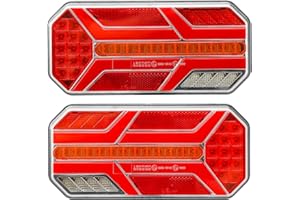 SPARKMOTO 2 x LED Trailer Tail Light Cluster 12v 24v Universal,Submersible Trailer Rear Lights With 7 Functions, Led Lights For Trailer Caravan Truck