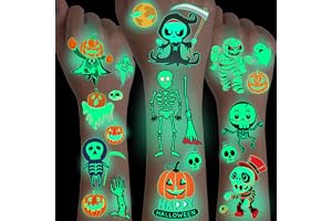 10 ark natt glitter lysande halloween tillfälliga tatueringar för barn
