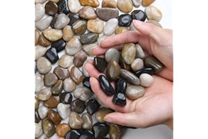 Hisredsun 10.5 lb Decorative Stones,0.4-1 inch Natural Polished Pebbles for Plant Pots,River Rocks for Landscaping, Vase Fillers,Succulents,Aquarium and Garden Decoration