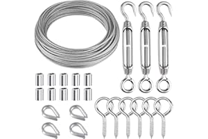 CHRORINE 24 Stück Garten Drahtseil Kit 304 Edelstahl M5 Spannschnall spanner Kabel Seil Drahtseil Fingerhut
