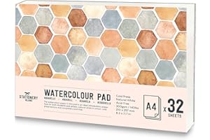 Stationery Island Aquarellpapier A4 300g, 32 Blatt Aquarellblock A4, Aquarell Papier für Wasserfarben, Aquarell Skizzenbuch, Watercolor Paper für Studenten,Anfänger, Skizzenbuch Aquarell