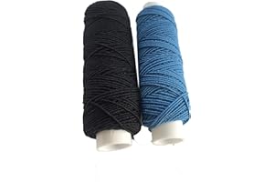 THE TRIMMING DEPARTMENT Shirring Shearing Elastic Thread, 20 Meter Each Colour Per Spool, Pack of 2 X 20m Spools, Sewing, Haberdashery, Craft, Smocking, Gathering, (Black & Air Force Blue), 30 Colours Available