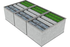 WANGIRL 3 Stück Jeans Kleiderschrank Organizer, Faltbare Stoff Großer PE-Hartplatte Schrank Organizer Kleiderschrank, Ordnungssystem Kleiderschrank für Kleidung, Jean, Hosen, Pullover (40*30*25cm)