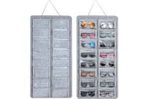RZMAYIS Sunglasses Dust-Proof Organizer Storage Wall Mounted Hanging Sunglasses Organizer 16 Slots Glasses Storage Organizer Holder (Grey Large)