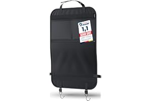 LIONSTRONG® Auto Organizer Kinder Rücksitz schwarz [WASSERDICHT] - Rückenlehnenschutz Auto Kinder universell kompatibel - Autositz Organizer - Sitzschutz Rückenlehne - große Tasche