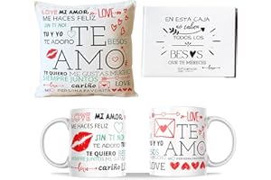 BY KROL STORE Regalos Dia de los Enamorados Originales San Valentin Aniversario Cojin Personalizado Y Taza Amor Novios Mujer Hombre Cojin Mensajes Frases Bonitas De Amor Parejas Navidad Sorpresa Regalo Romantico