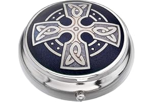 SEA GEMS PRESENTED BY CELTIC GLASS DESIGNS Pill Box (standard size) in a Celtic Cross Design in Purple Colour