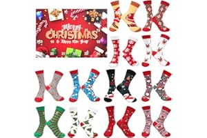 KAEMPE Calendrier de l'Avent chaussettes 2025 Femmes Hommes, Calendrier de l'Avent chaussettes Christmas Vacation, 12 paires (24 pièces) Compte à rebours de 24 jours Chaussettes de Noël (36-42)