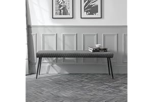 Julian Bowen Luxe Low Bench , Grey,Height: 47, Width: 140, Depth: 37cm