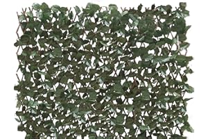 UETIAN Artificial Ivy Screening on Willow Trellis 2m x 1m Fence Hedge Maple Leaf Expanding Garden Cover Wooden