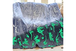 OLAOLA Kuscheldecke Kinder, Dinosaurier Decke Leuchtet im Dunkeln, Weiche Flauschig Fleecedecke Geschenke für Jungen Mädchen, Warme Kuschelige Sofadecke (130 x 150cm, Dinosaurier-Fossil)