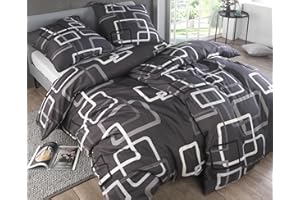‎KUSCHELI Kuscheli® Bettwäsche 135x200 4teilig - Bettwäsche-Sets mit je 2X Bettbezug 135 x 200 & Kissenbezug 80x80 - ÖkoTex Zertifiziert & für Allergiker geeignet - Karo grau
