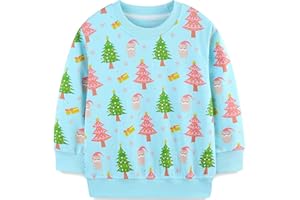 MUJOQE Mädchen Weihnacht Pullover Kinder Weihnachtskleidung Rentier Sweatshirts Baumwolle Warme Christmas Langarmshirt 1-7 Jahre