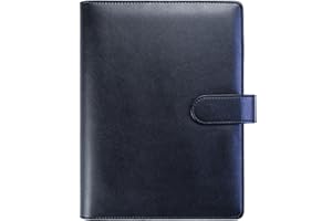 WITHYU A5 Leather Binder Organiser with Magnetic Closure | 6-Ring Binder Personal PU Cover（No Inner Pages） for Planner, Card Storage & Office Use | Gift-Ready School & Work Notebook (Black)