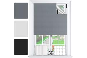 WEYSOO Sonnenschutz Verdunklungsstoff, 100% Fenster Verdunkelung, 145cm x 300cm Schwarz Tragbar Verdunkelungsstoff für Alle Fenster Mit Klettband,Doppelseitige Klebepads,Schere (Dark Grey)