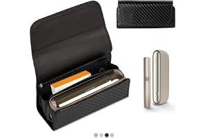 UPSHELL - Fodral kompatibelt med IQOS ILUMA - Högkvalitativt Eco-Läderfodral - Elektronisk Cigarettväska/Väska med Organisatör för Tillbehör och Påfyllningar, Kolsvart