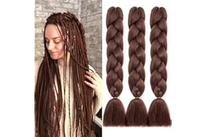 Dcbaboo Extensiones para Trenzas Africanas 60cm Pelo para Trenzas Africanas 3PCS Kanekalon Extensiones de Pelo Sintético para Trenzas Postizas Trenzado de Extensiones de Cabello 300g, Auburn oscuro