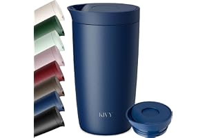 KIVY Termosmugg 355 ml [KAFFE MUGG ATT TA MED] - Isolerad termisk kaffe- och te-mugg i rostfritt stål, diskmaskin säker och l