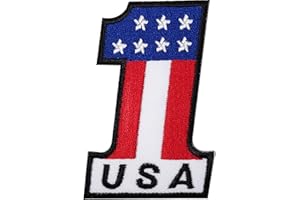 ELLU Number One 1 USA Flag Embroidered Iron Sew On Patch United States America Badge