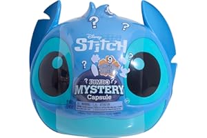 Just Play Peluche géante Stitch de Disney dans Une Capsule Surprise, 8 Accessoires, Figurine de 22,9 cm de Haut, Jouets pour Enfants de 3 Ans et Plus