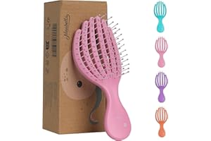 Ninabella Spazzola Districante per Capelli - Spazzola Scioglinodi per Bambini - Spazzola Capelli Ricci Lisci e Mossi - per Capelli Sottili Fini Fragili e Bagnati - Polipo Rosa