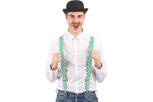 DEGUISE TOI - Bretelles Vertes avec trèfles Blancs Saint Patrick - Bretelles