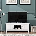 Galano Limestone TV Unit - TV Stand Cabinet for up to 50-inch TV for Living Room or Bedroom - 40 x 119 x 43.8 cm 2 - Door TV Table Storage Unit - White