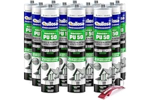 Mastic polyuréthane Quilosa Sintex PU-50 - Boîte de 12 (pots 300 ml) Unités édition spéciale avec porte-clés rouge Bricolemar en cadeau ! (blanc)