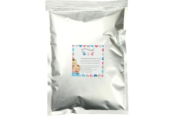 Lucky Hands® Poudre de moulage 3D Pro - Alginate avec indicateur de couleur pour les empreintes de mains et de pieds en 3D | Masse de moulage rapide spécialement conçue pour les bébés (400 g)